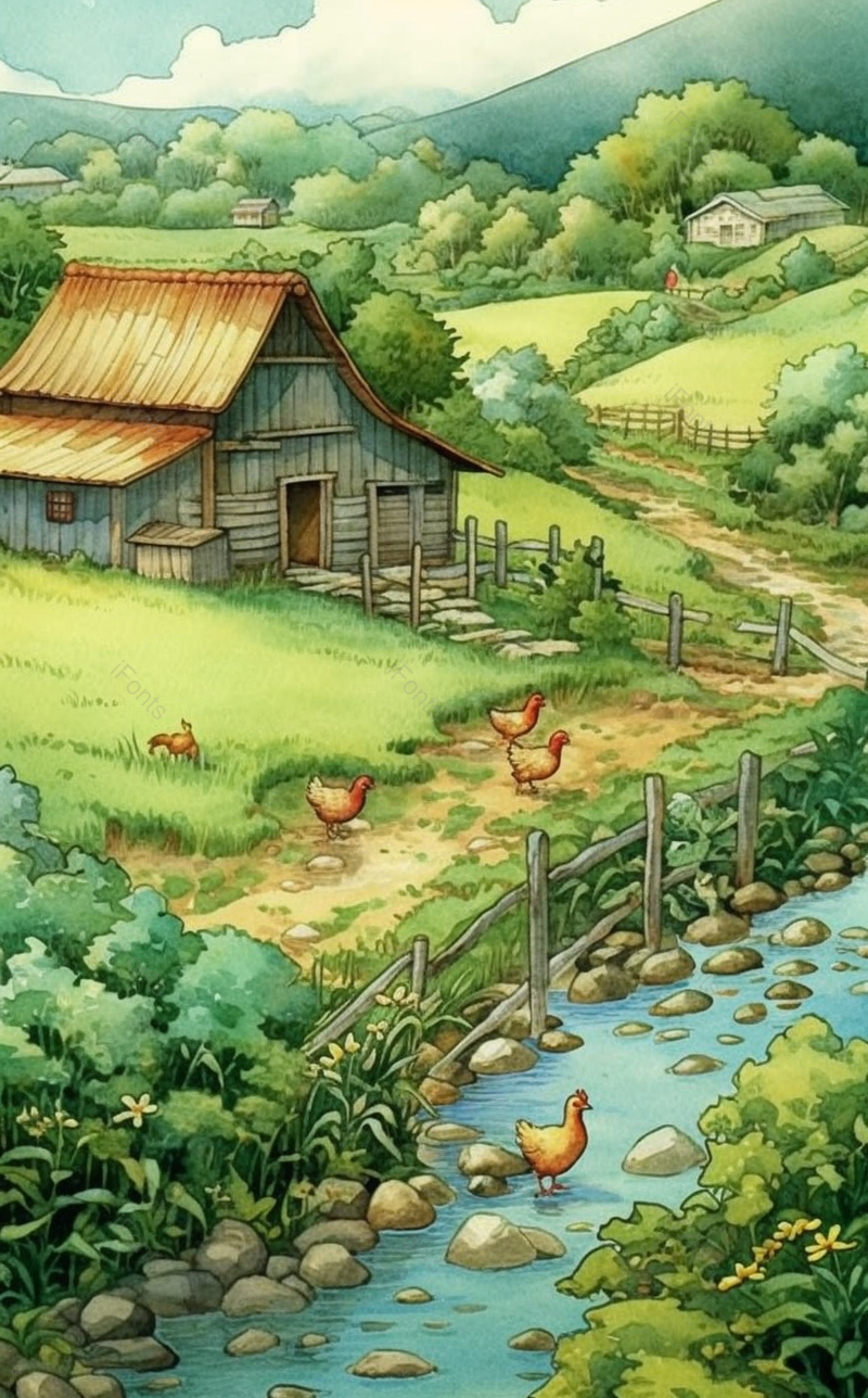 房屋围栏二十四节气田园山水图插画,插画/手绘图,插画/手绘图库,插画/手绘图下载,插画/手绘